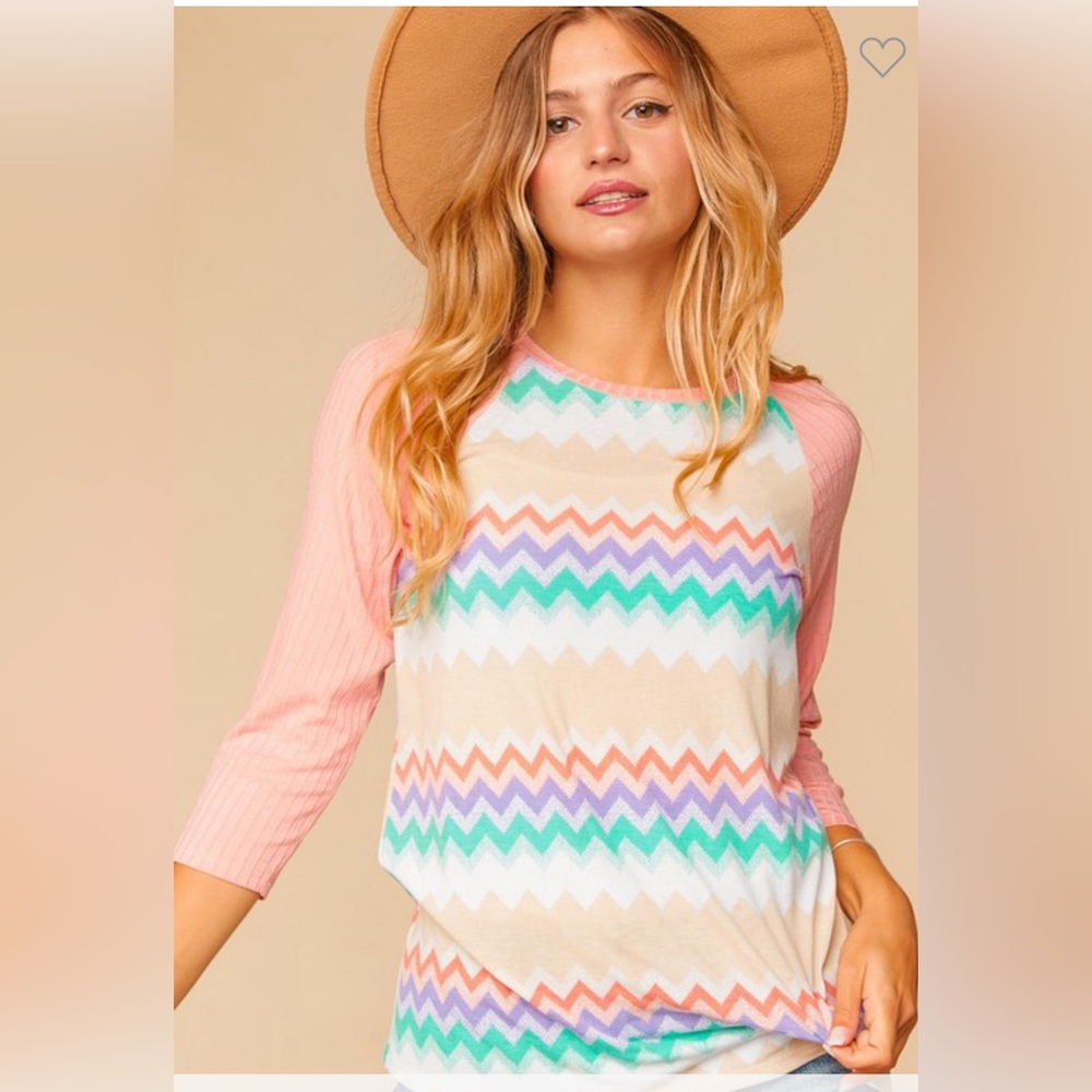 Haptics Pastel Chevron Top